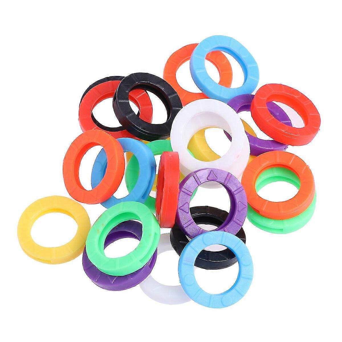 48pcs felgekleurde siliconen key caps sleeve ring key caps elastische key tags key identifier codering ringen (willekeurige kleur)