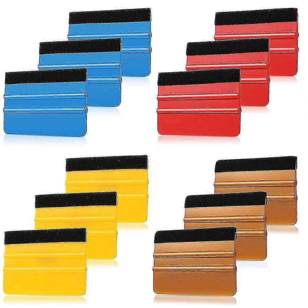 12 Pieces Plastic Felt Edge Squeegee Tool Vinyl Squeegee Felt Squeegee Applicator Tool Scraper Tool High Quality