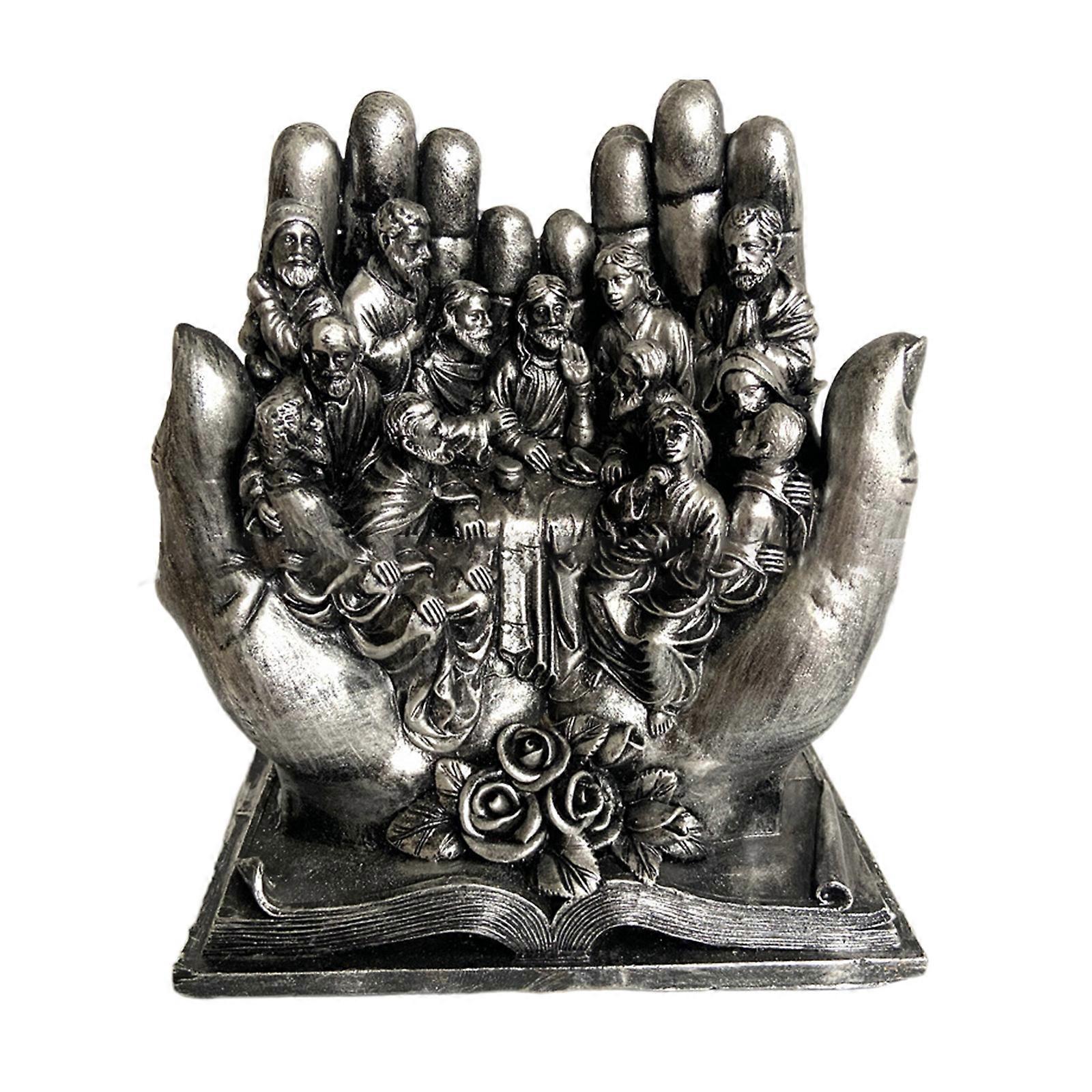 The Last Supper Statue Christian Religious Resin Hand for Palm Sculpture for Christmas Easter Thanksgiving Desktop Figur