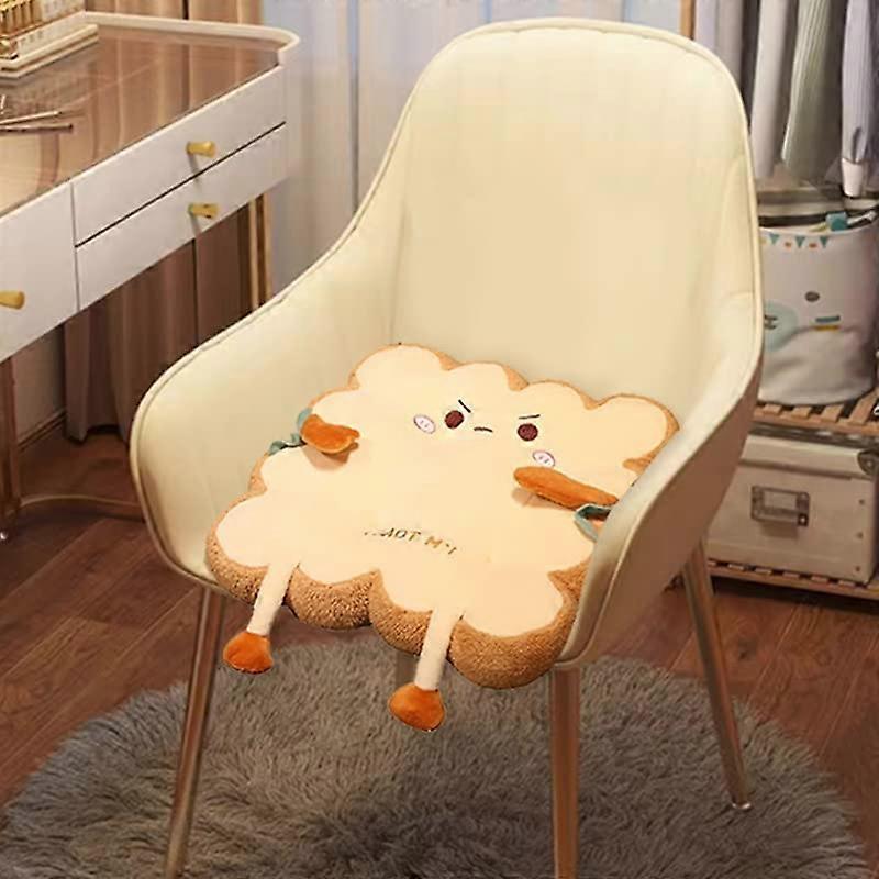 Toast Bread Pillow Cushion with Aggrieved Emoji, Kawaii Plush Toy Funny Food Plush Cushion
