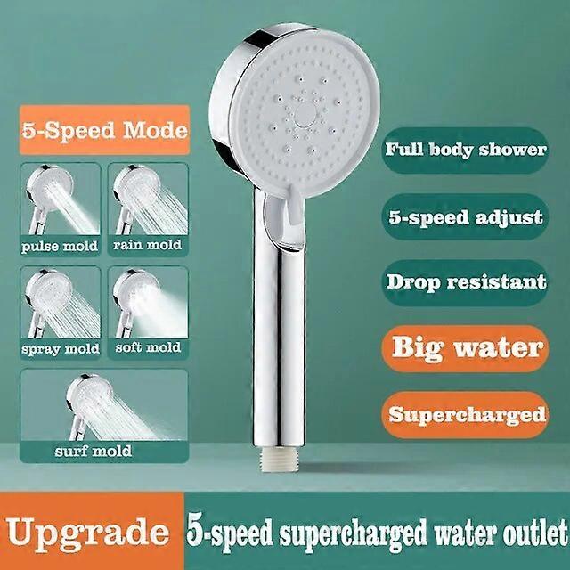 ראש מקלחת בלחץ גבוה שחור כסף 5 מצבים תרסיס עיסוי אמבטיה זרבובית חיסכון במים כף יד ראש מקלחת אביזרי אמבטיה