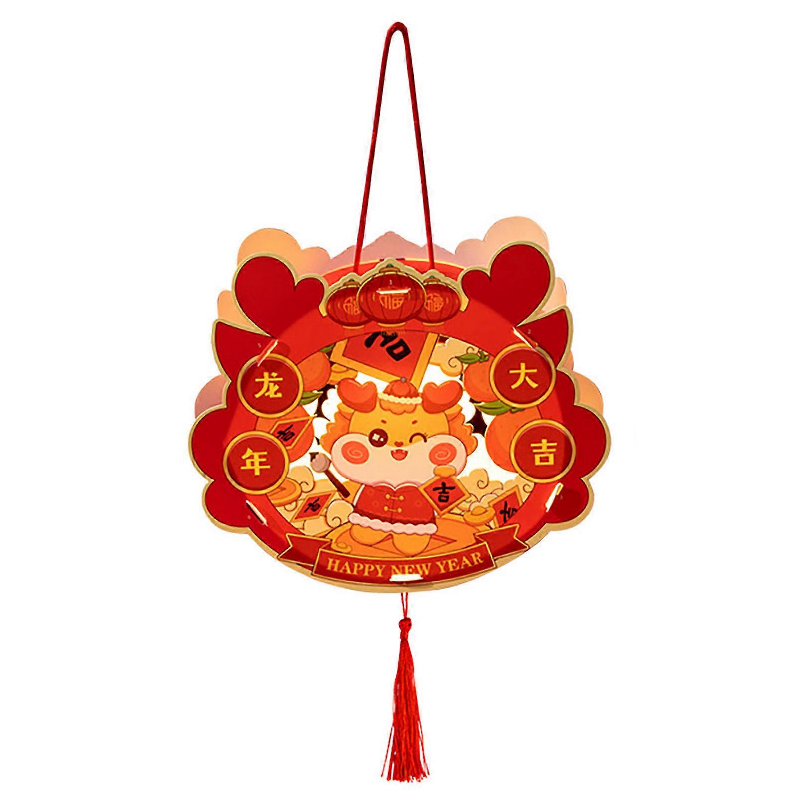 Kit de matériaux de lanterne 2024 Année du Dragon Lanterne de bricolage Lanterne lumineuse chinoise créative pour la décoration festive QingHai