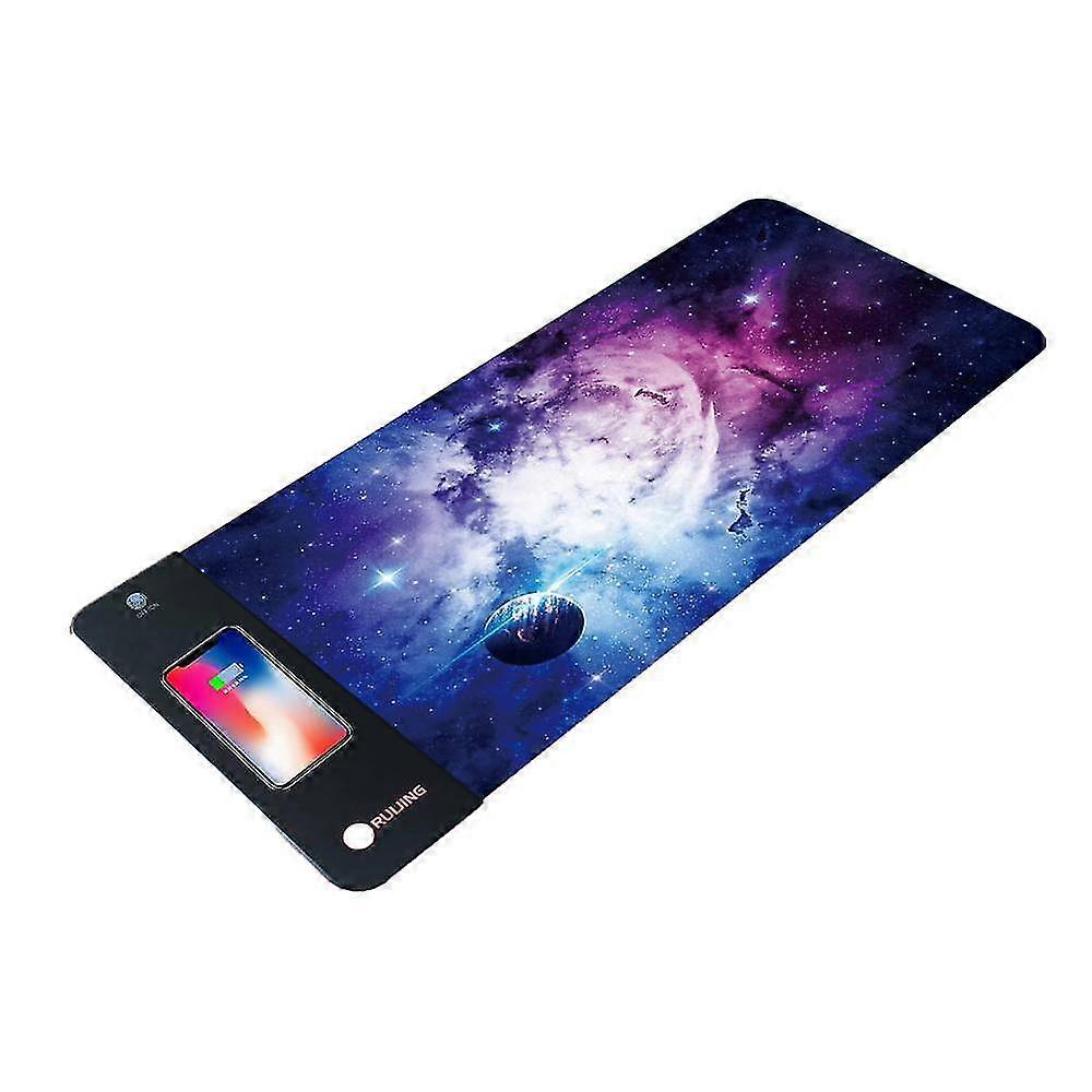 Wireless Charging Rgb Mouse Pad, 10 Lighting Modes Extra Large Mousepad, Non-slip Rubber Base Computer Keyboard Mat  For Gaming, Home(cosmo-4)