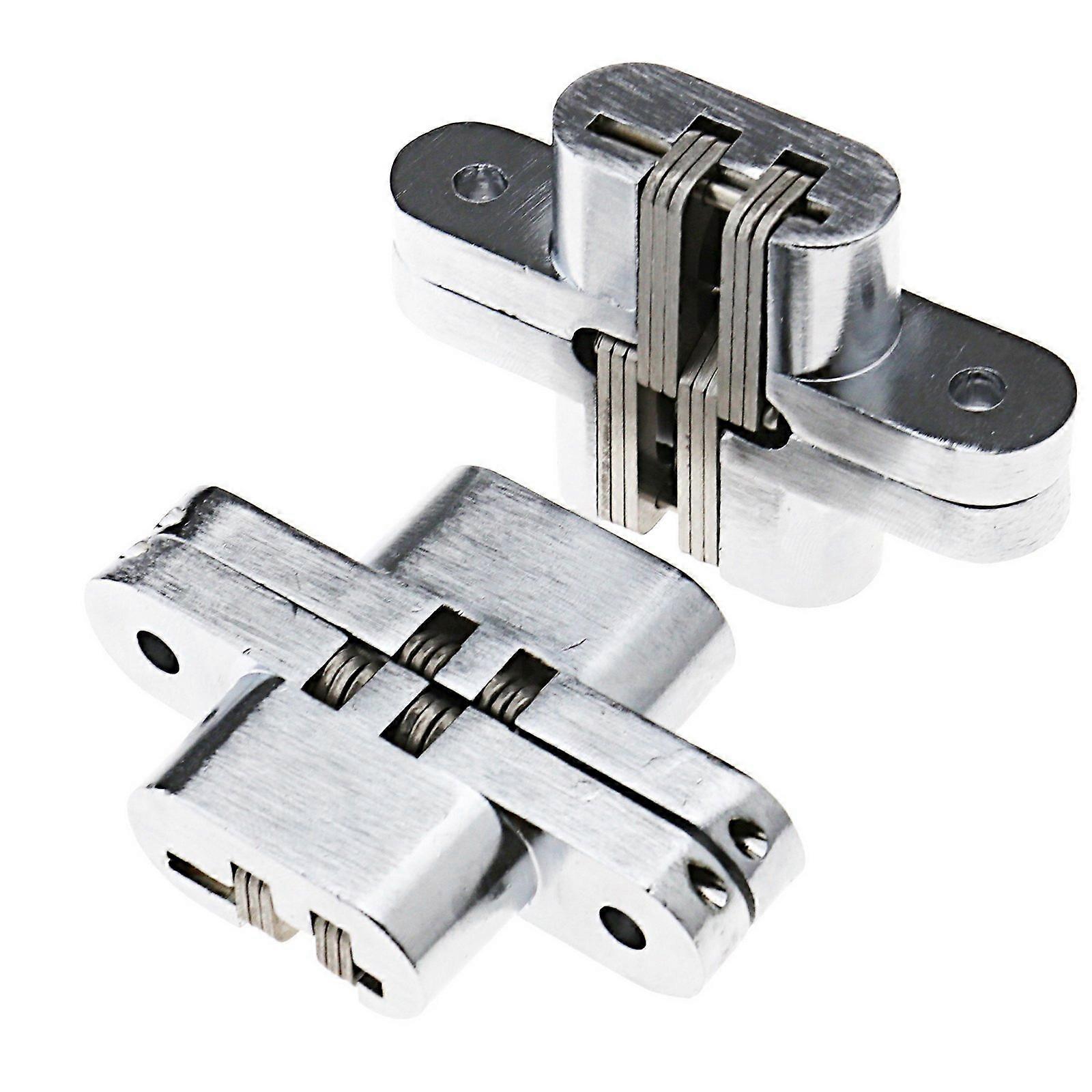 2 X Hidden Cross Invisible Hinges For Folding Wooden Door Stainless Steel