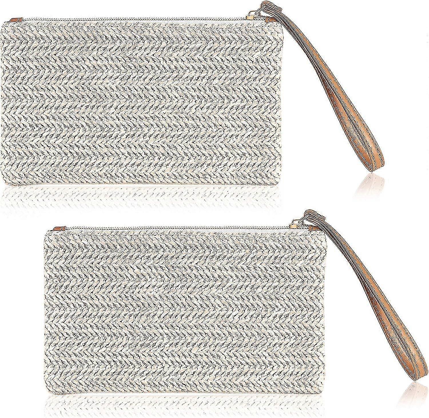 2pcs Stroh Clutch Geldbörse Stroh Handtasche