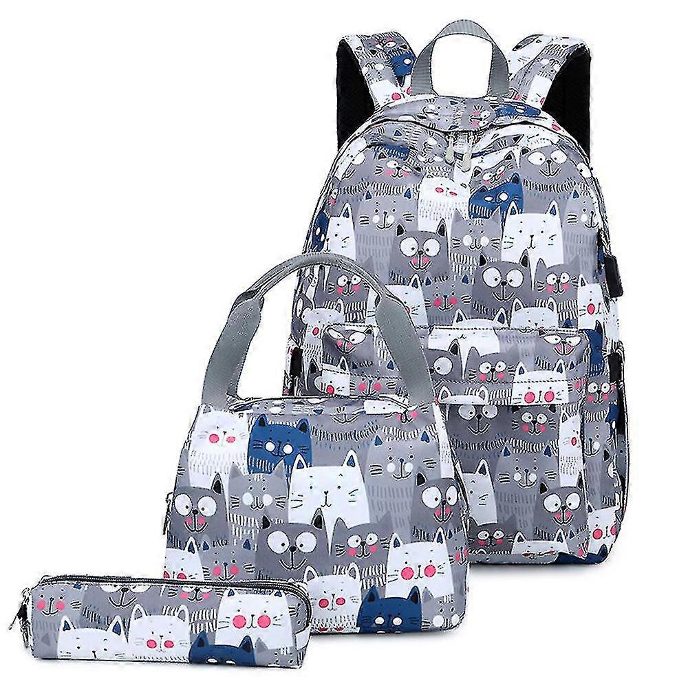 2023 New Large-capacity Casual Backpack Three-piece Backpack For Middle School Students