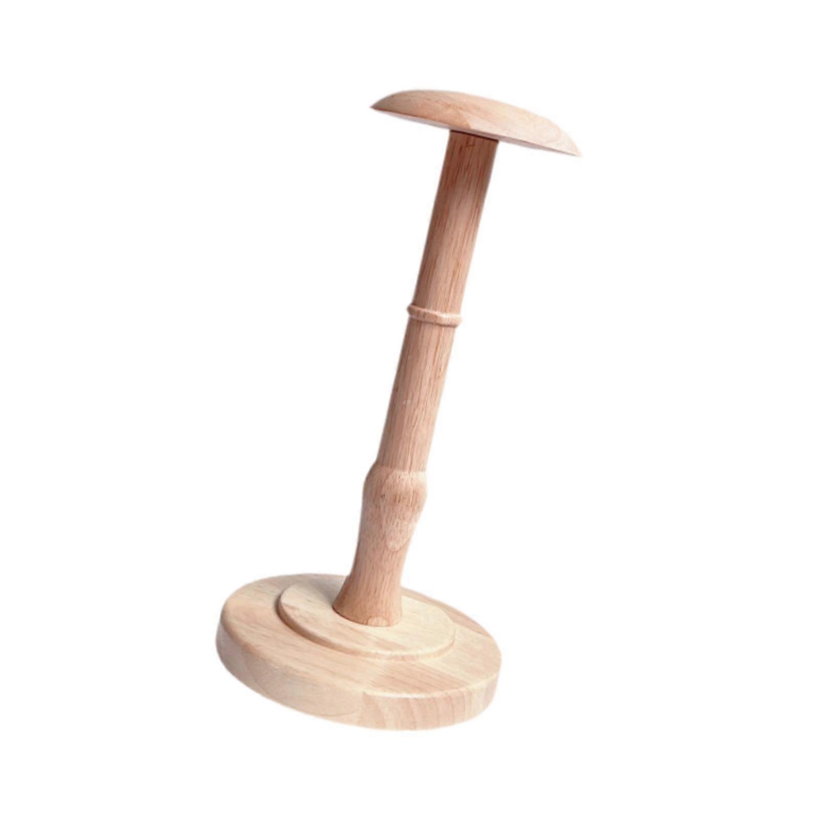 Hat Stand Round Base Wood Display Stand Holder for Home Styling Salon Retail Total Height 33cm