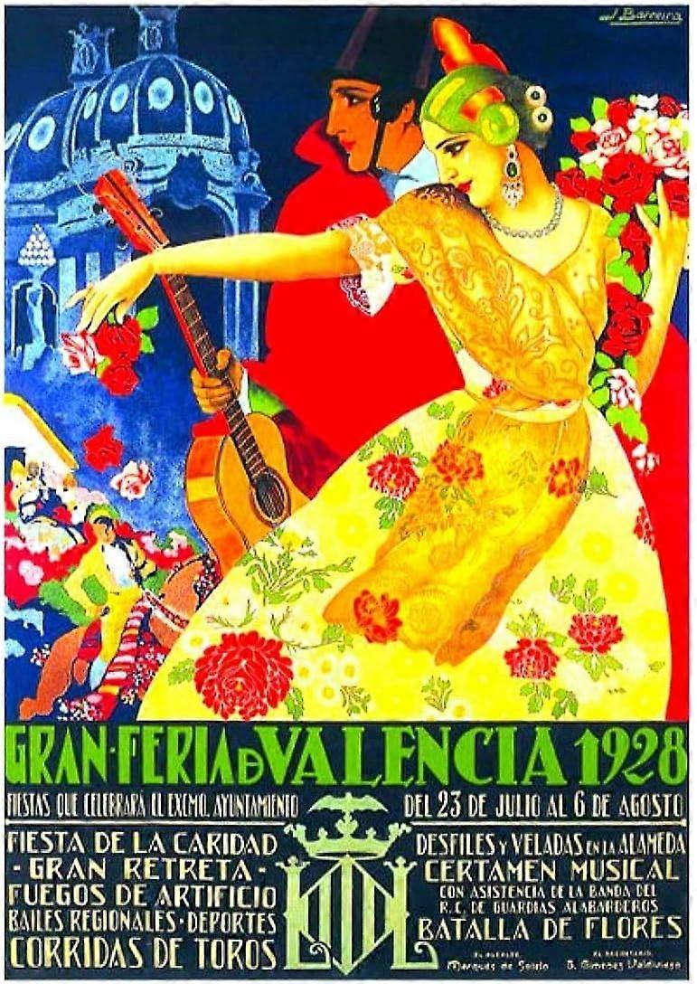 Vintage Gran Feria de Valencia Ισπανία ταξιδιωτική αφίσα μεταλλικό κασσίτερο σημάδι ρετρό σπίτι Cafe γραφείο μπαρ παμπ wal