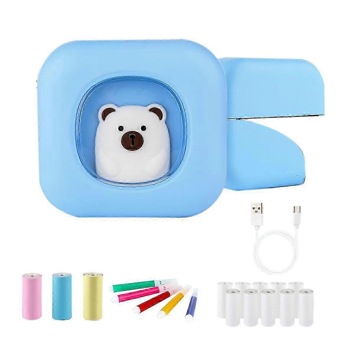 Mini Inkless Sticker Printer:bluetooth Portable With 13 Rolls Bluetooth Thermal Paper Wireless Phot