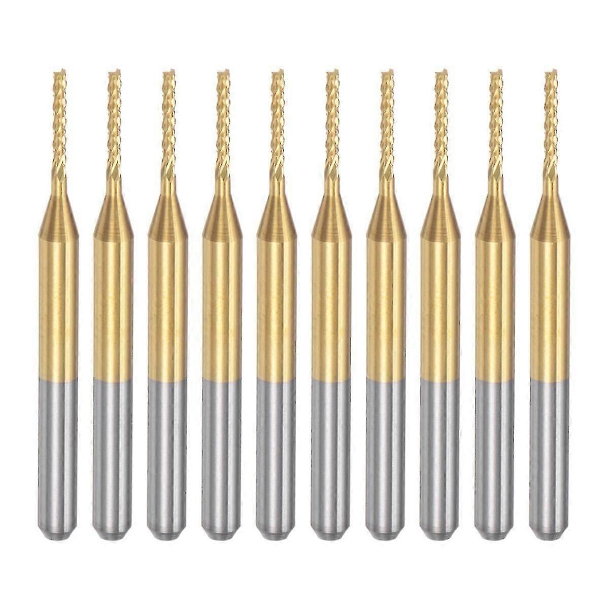 10 قطع معطف التيتانيوم كربيد نهاية مطحنة النقش طحن القاطع التصنيع باستخدام الحاسب الآلي راوتر بت لآلة ثنائي الفينيل متعدد الكلور ، 1/8 بوصة عرقوب 1.1 مم