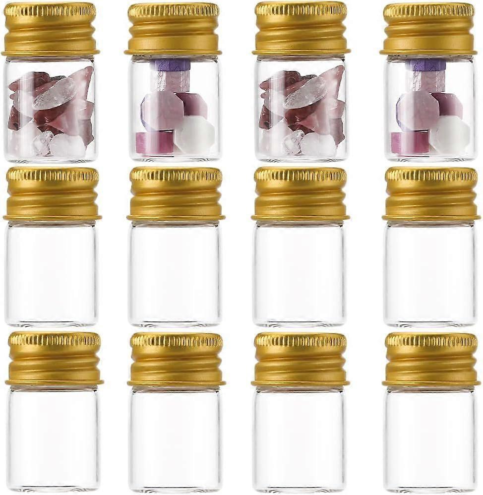 40Pcs Mini Bottles with Aluminum Screw Caps 6ml Small Glass Vials Mini Glass Jars Mini Glass Bottles Tiny Jars Clear Glass Wishing Bottle Empty Jar fo