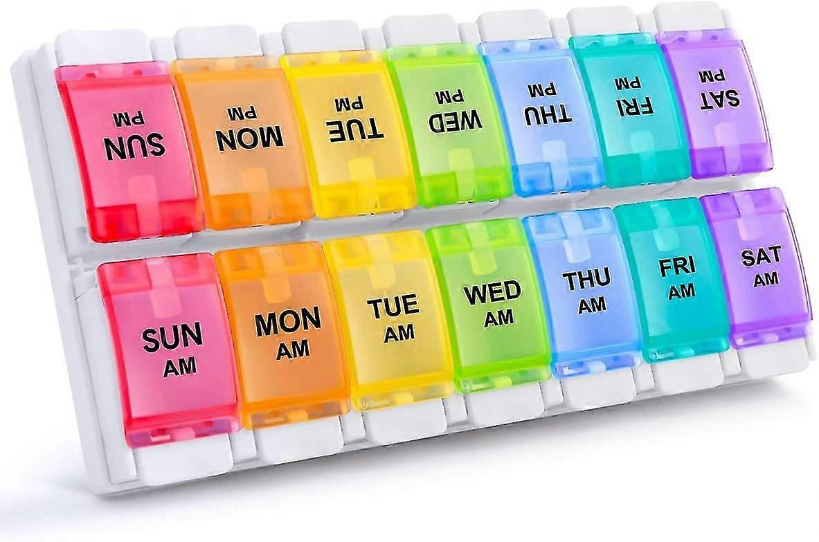 Weekly Pill Organizer With Easy Push Button Design - Large Pill Box For Pills/vitamins/fish Oil/supplements