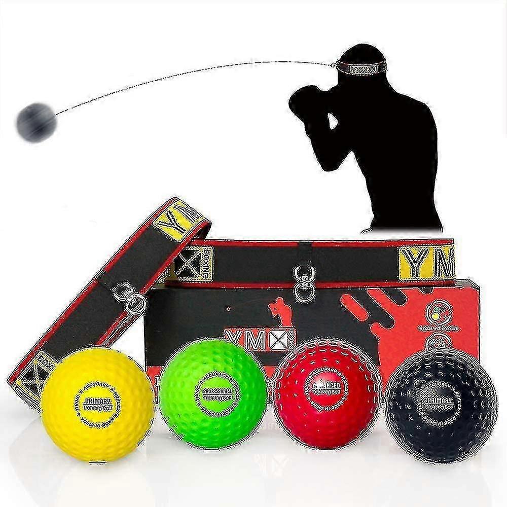 Ultimate Reflex Ball Set - 4 React Reflex Ball Plus 2 Adjustable Headband, Great For Reflex, Timing, Accuracy, Focus And Hand Eye Coordination Trainin