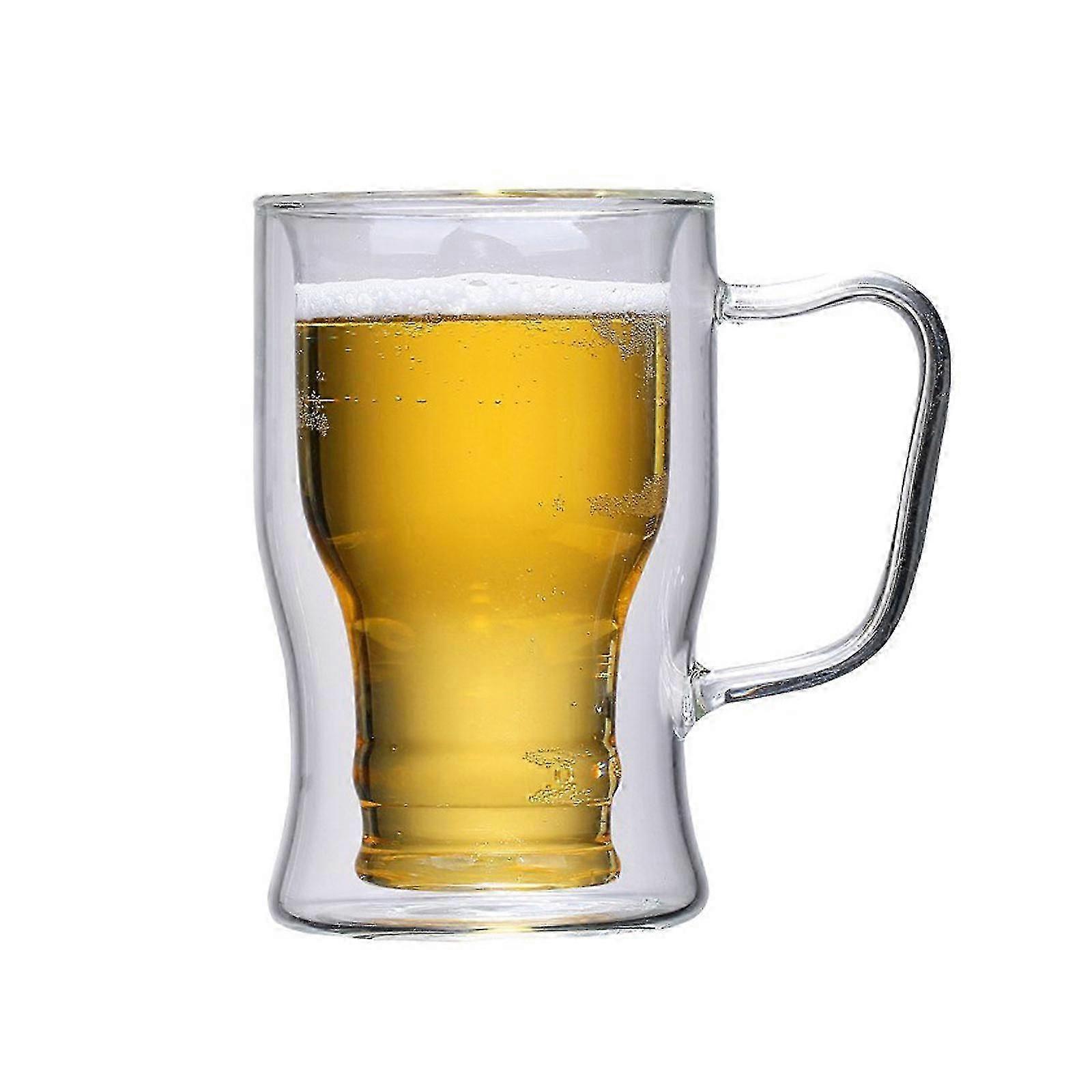 ハンドル付きクリエイティブガラスビールジョッキガラスビールジョッキドリンクガラス透明マグ