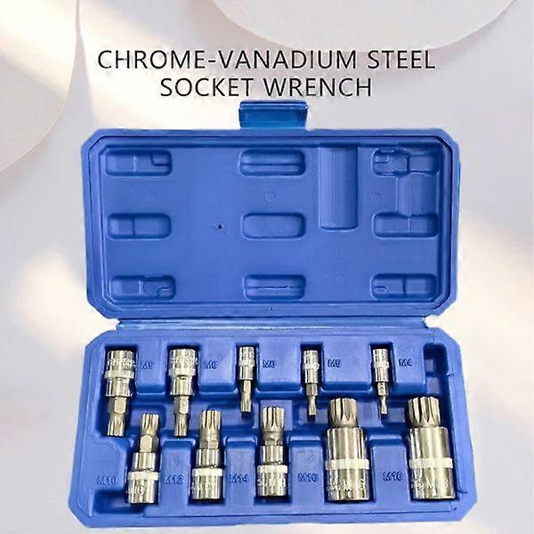 10 piece plum blossom drill bit socket set spline set three way socket drill bit plum blossom wrench set for maintenance DIY MK2305