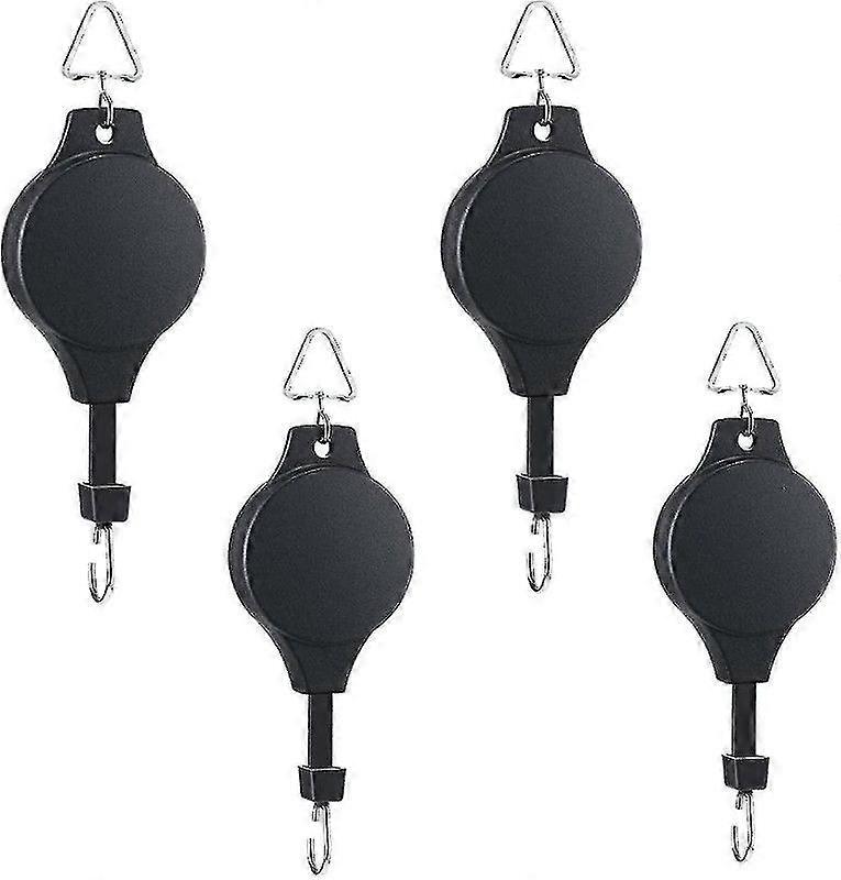 4 حزمة النبات بكرة قابلة للسحب هوك النبات بكرة قابلة للتعديل شماعات النبات شنقا سلة زهرة لسلال الحديقة الأواني والطيور المغذية في مختلف