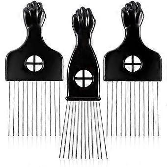 3 Pack Metal Hair Pick - Afro Pick, Hair Pick, Metal Pick Comb, Wig Braid Hair Styling Comb,