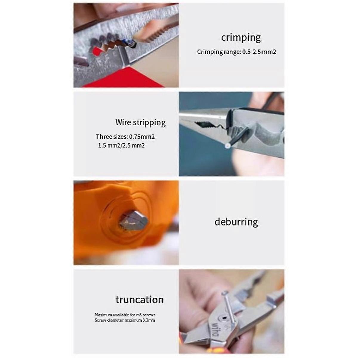 Multifunctional Electrician Pliers Isolation 1000V for Stripping Crimping Cutting Etc. 8 Function