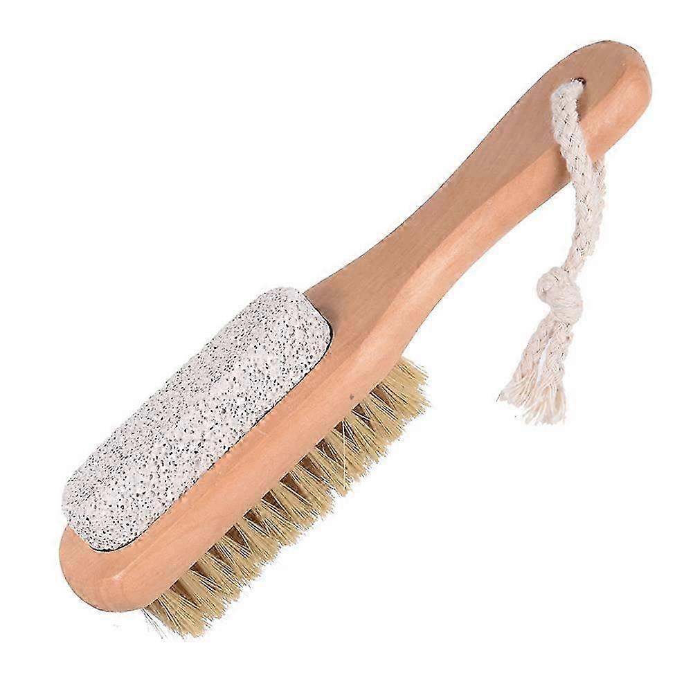 2 Pièces Brosse à Pied Fichier Pied Callus Remover Pierre Ponce Combo Brosse à Pied Poils Naturels