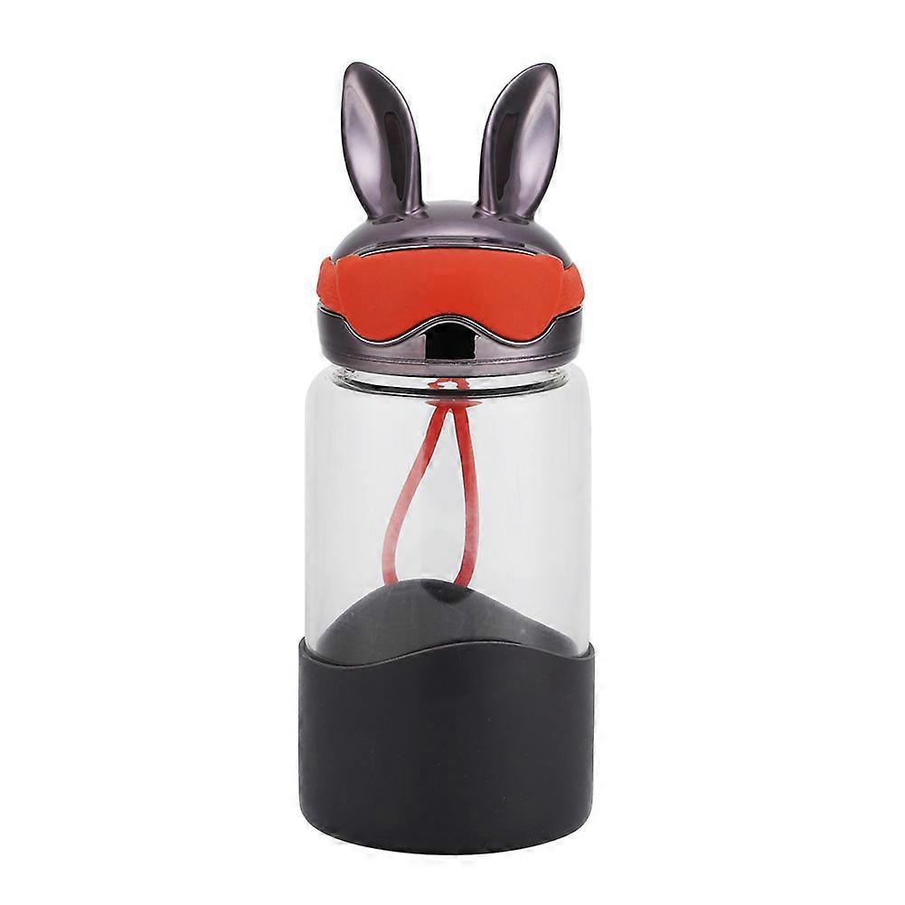 340ML Reusable Glass Bottle With Cartoon Rabbit Ears For Tea And Hot Or Cold Water Cup