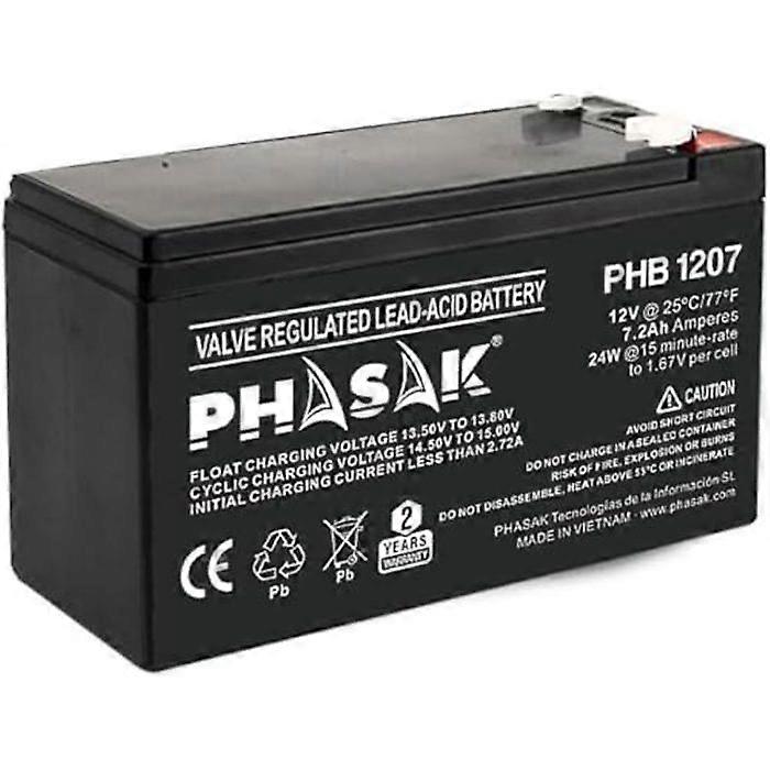 12V Battery - PHASAK - 7.2A - High performance - Long lasting - Reliable