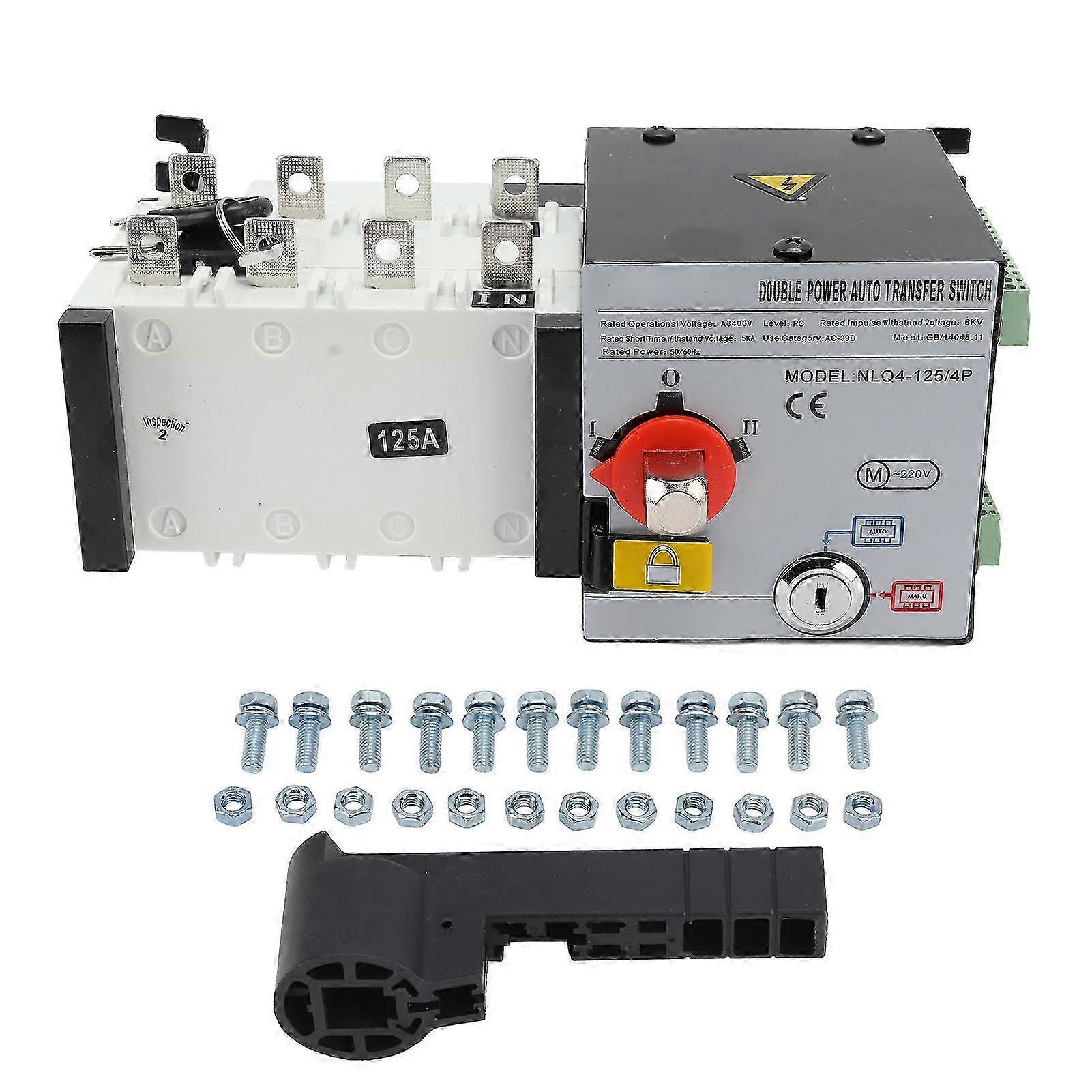 Generator Transfer Switch PC Isolated 2in 1out Dual Power Automatic Transfer Switch AC400V 125A