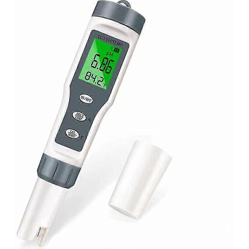 Ph Meter Tester, 3-in-1 Electronic Swimming Pool Ph Tester, Tds Meter Temperature, Water Quality Tester With Lcd Display And Reading Accuracy