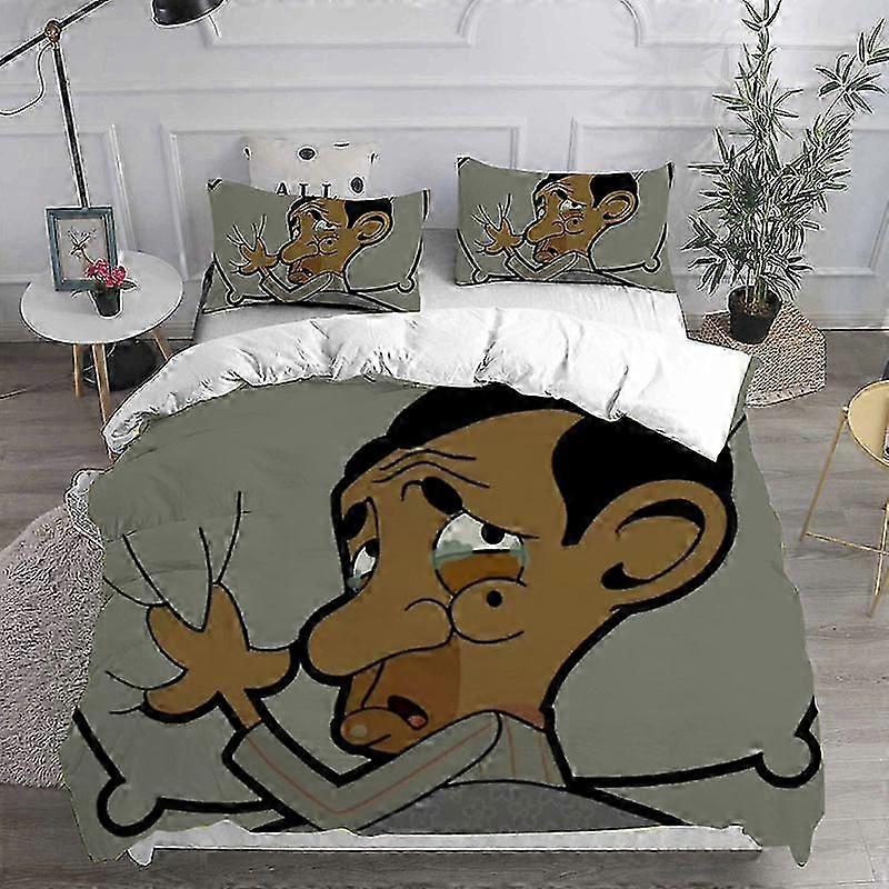 a1611 Lakan Mr. Bean Animated Series Sängkläder Sets Täcke Täcke Sängöverdrag Påslakan Örngott 2-3 stycken set Sovrum Hemtextilier Säng Sh