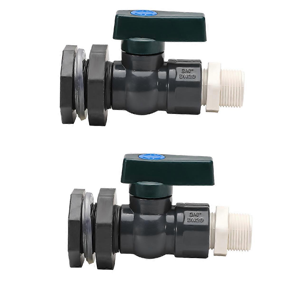 PVC Faucet Kit 3/4 Inch Rain Barrel Valve with Bulkhead Connector Hose Adapter Anti-Crack Anti-Rust