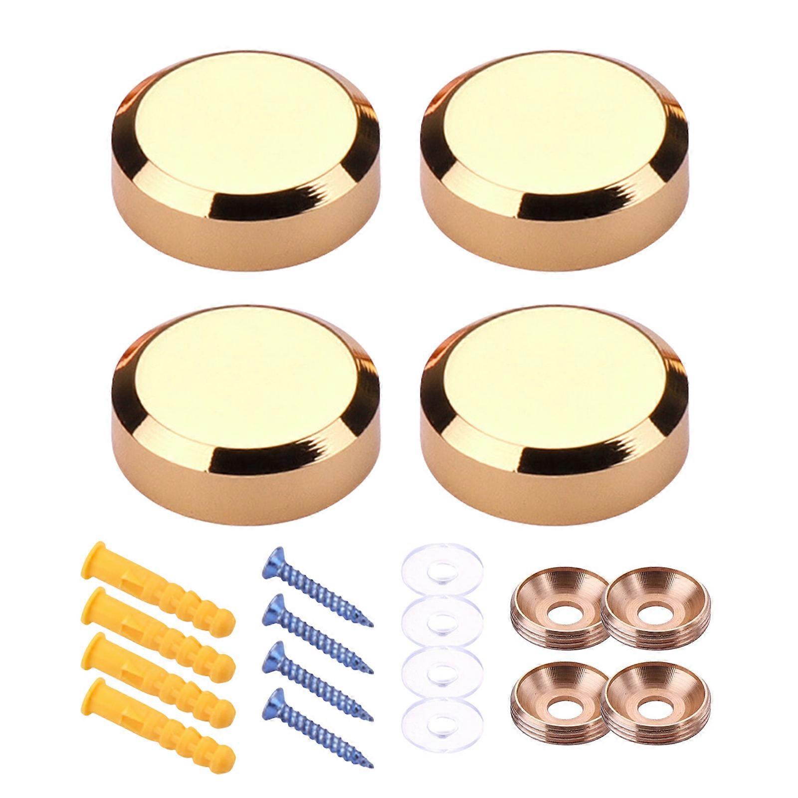 Set of 4 Gold Tone Brass Mirror Fasteners Practical Designs for Secure Mounting in Residential and Business Space 25mm