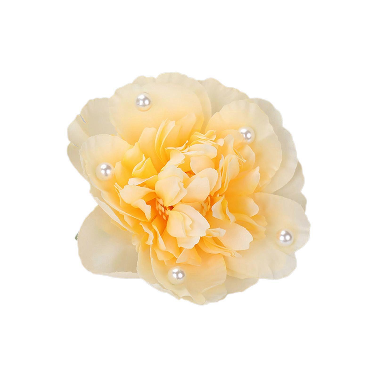 Pince à cheveux de style chinois pour filles chaudes Pivoine fleur forme Barrettes de cheveux Queue de cheval Barrettes de cheveux pour adolescentes Filles jaune clair