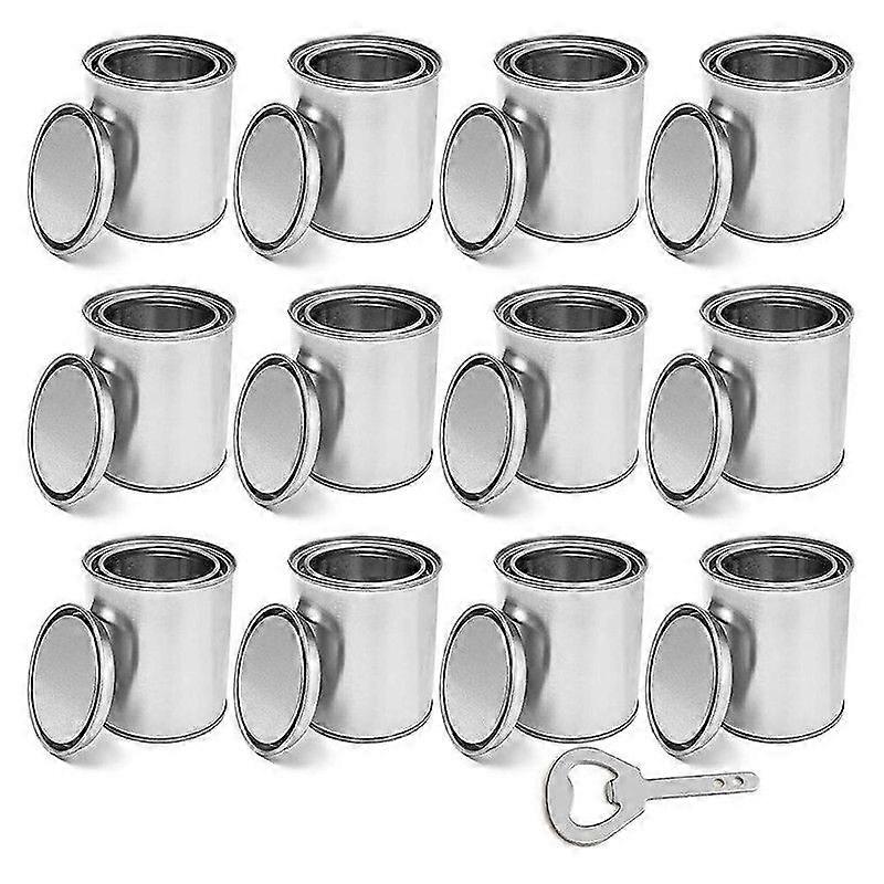 12 Pack Empty Paint Cans with Lids 0.4 Quart Tin Unlined Paint Bucket, Unlined Paint Bucket for Crafts DIY Projects