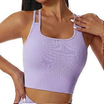 Vrouwen Criss Cross Back Sportbeha Zuivere Kleur Dubbele Band Vierkante Hals Yoga Beha Fitness Workout Tanktops