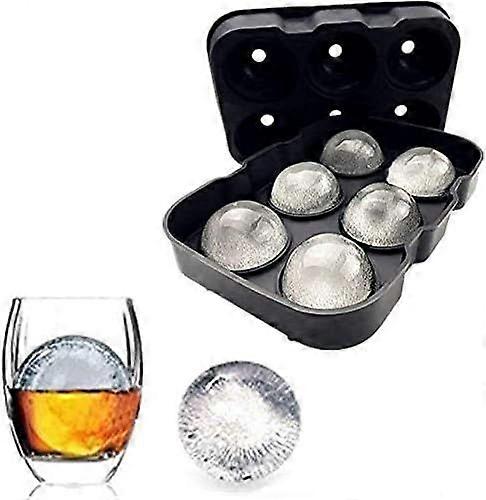 Silicone Ice Cube Tray Round Ice Cube Mold Sphere Ice Ball Maker (6 Round Ice Balls Black)