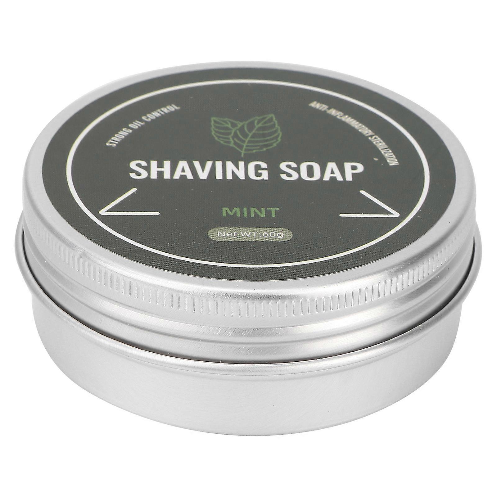 BlueZOO Men's Beard Shaving Soap Mint Flavor Oil Control Deep Clean Shaving Soap 2.12oz