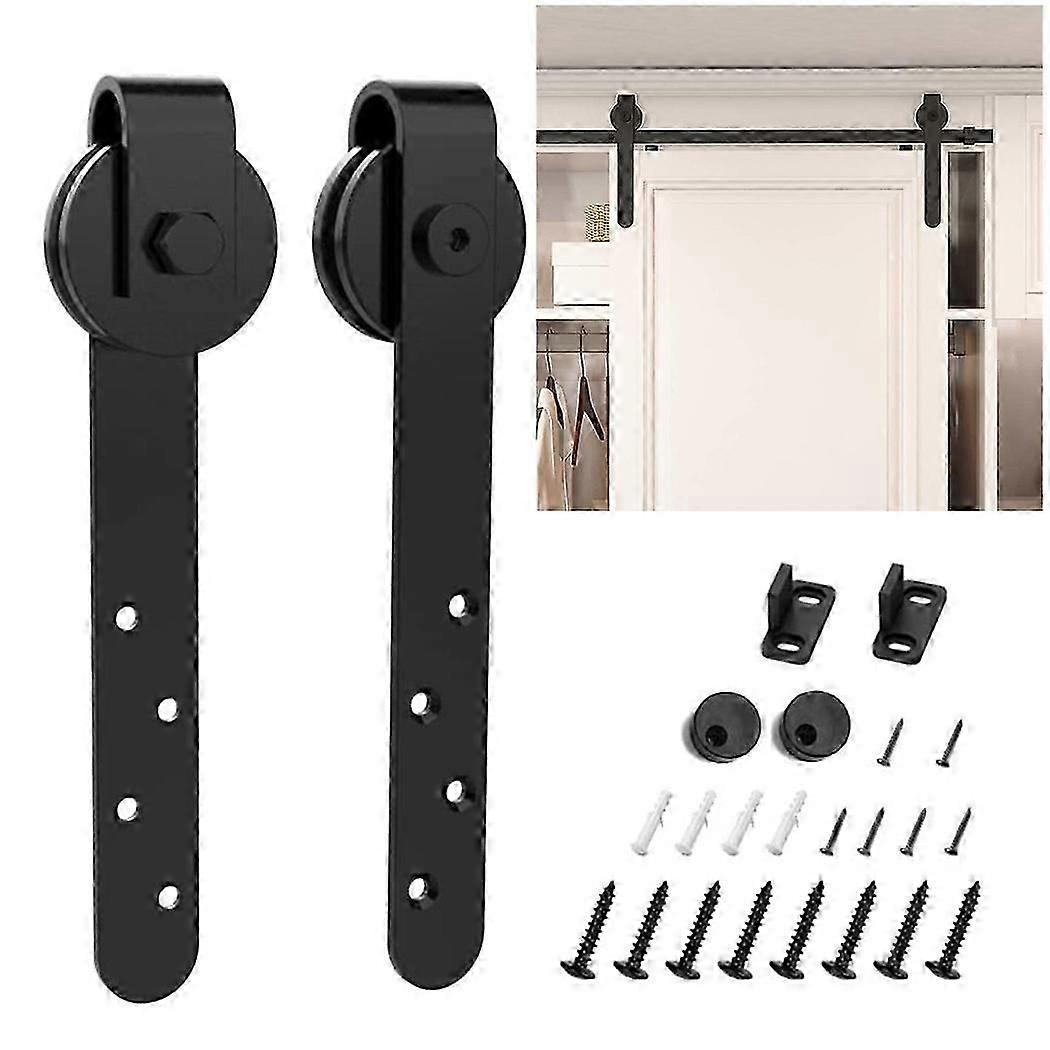 Mini Barn Door Sliding Kit Sturdy Hardware For Cabinet Door Rail Set Smooth Silent Easy Installation Black