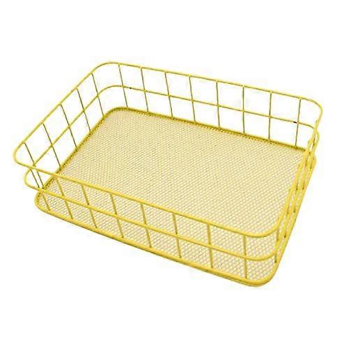 Iron Wire Fruit Bowl Round Storage Frame, Yellow, Kitchen Countertop Basket For Fruit Bread Snacks Candy