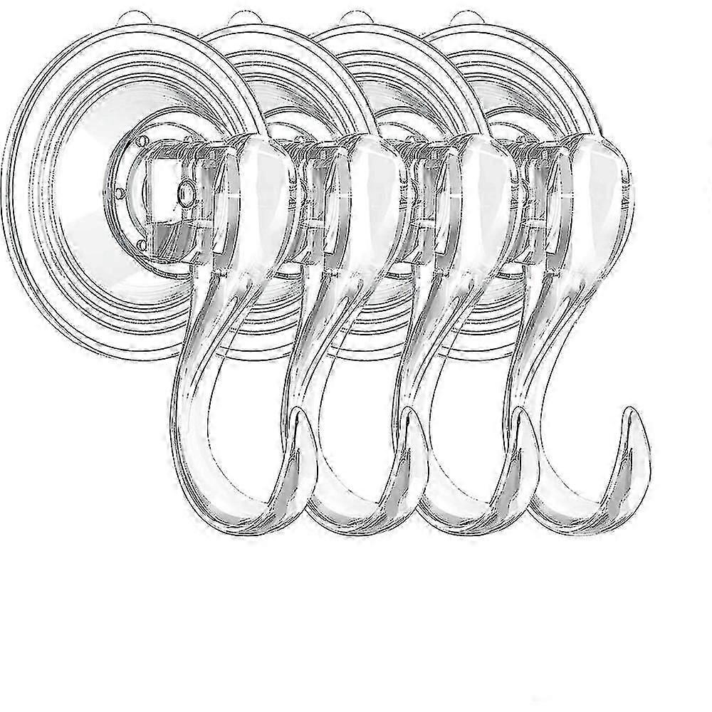 Small Clear Suction Cup Hooks - Reusable Heavy Duty Vacuum Hooks For Towels, Robes, Utensils, Christmas Wreaths - 4 Packs