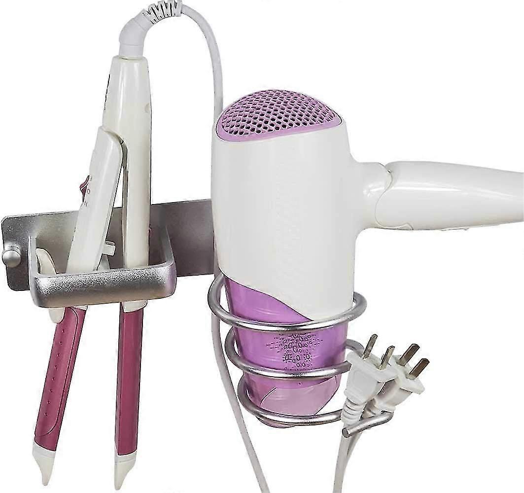 Aluminum Hair Dryer and Straightener Wall Mount Holder - Space-Saving Organizer for Bathroom Storage