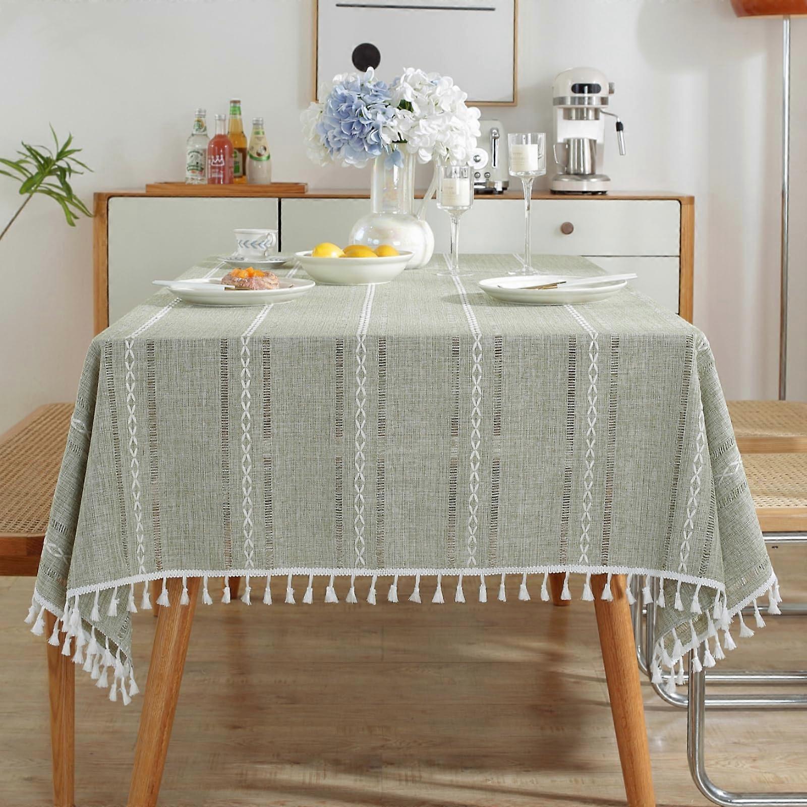 55 x 78 inch boho rustic farm house style rectangular tablecloth cotton linen for kitchen party
