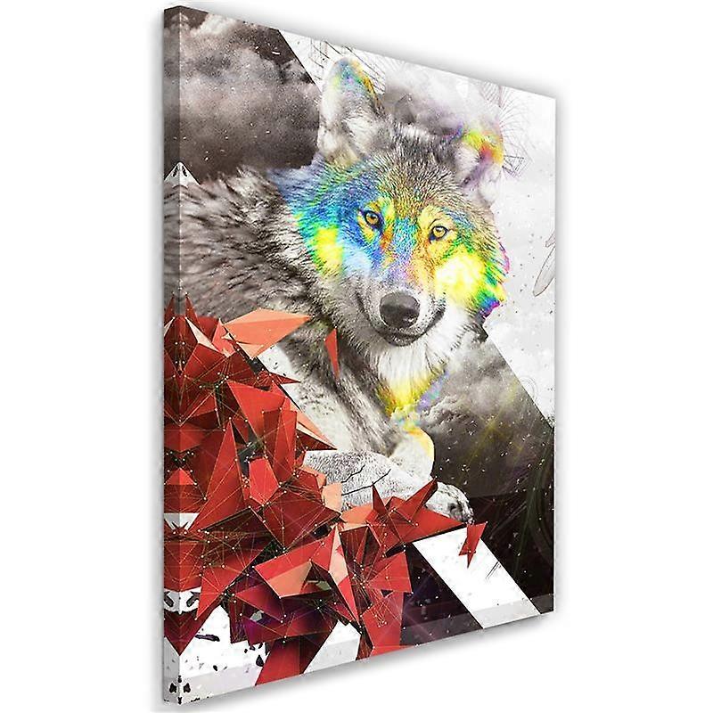 Impression sur toile, Loup abstrait et formes - 40x60