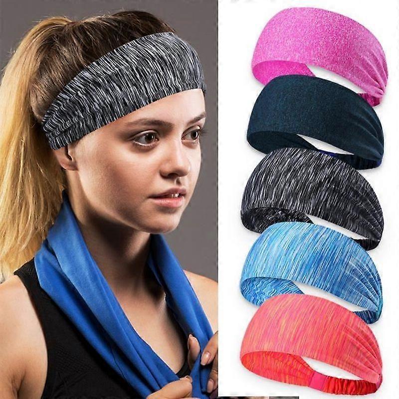 Women's Sports Headband Elastic Non-Slip Hair Band Sweat Absorbent for Running Yoga Gray - RAC