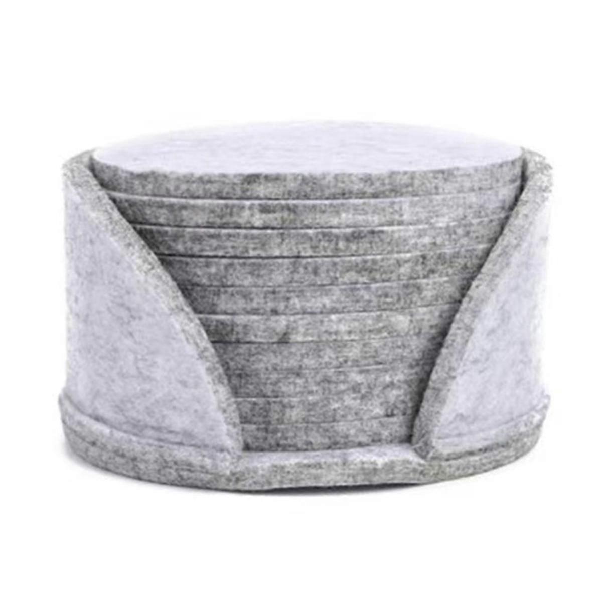 50PCS Round Felt Coaster Dining Table Protector Pad Heat Resistant Cup Mat Coffee Tea Hot Drink Mug Placemat,Light Gray
