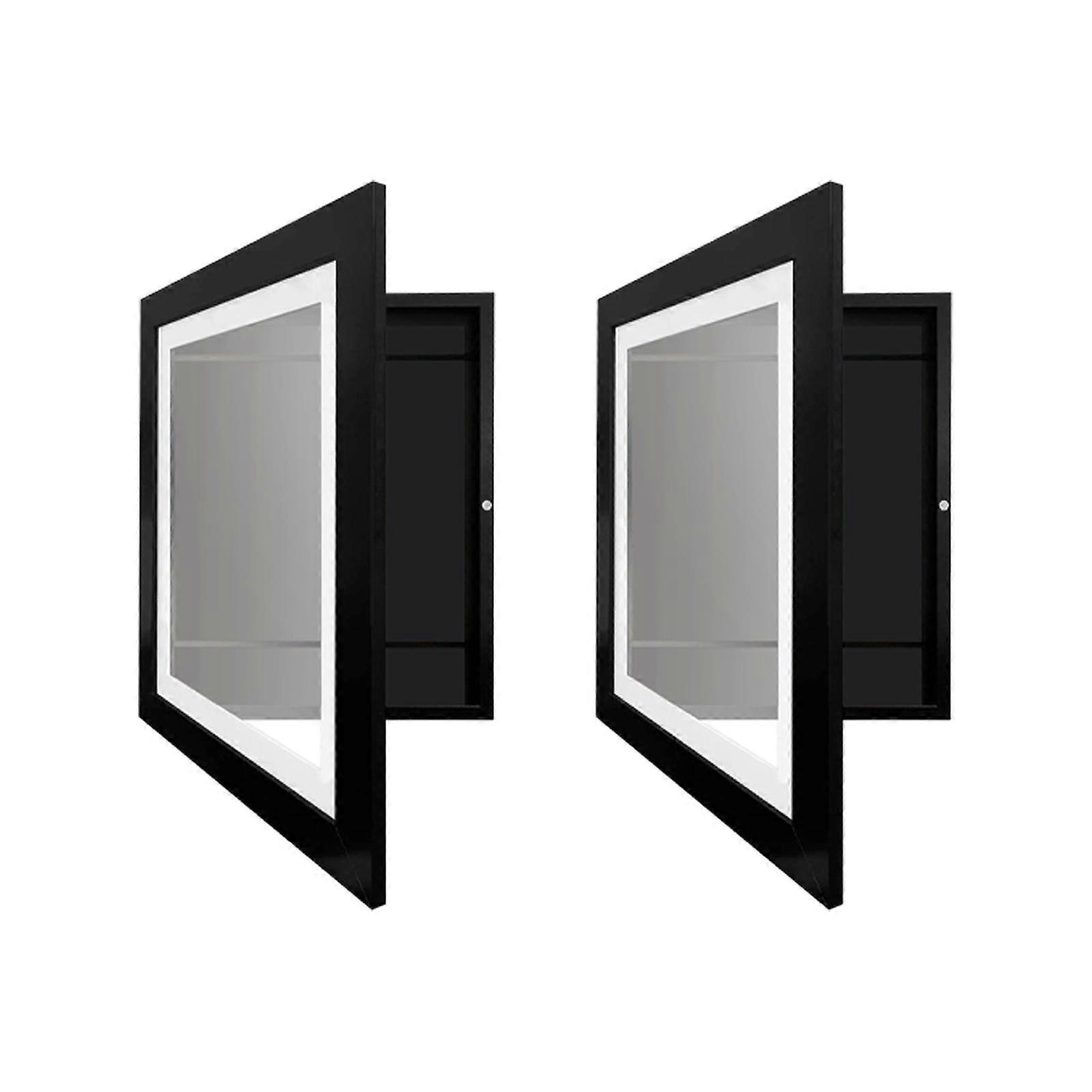 2x Wooden Photo Frame, Frame Front Opening Card Display, Glass Floating Front