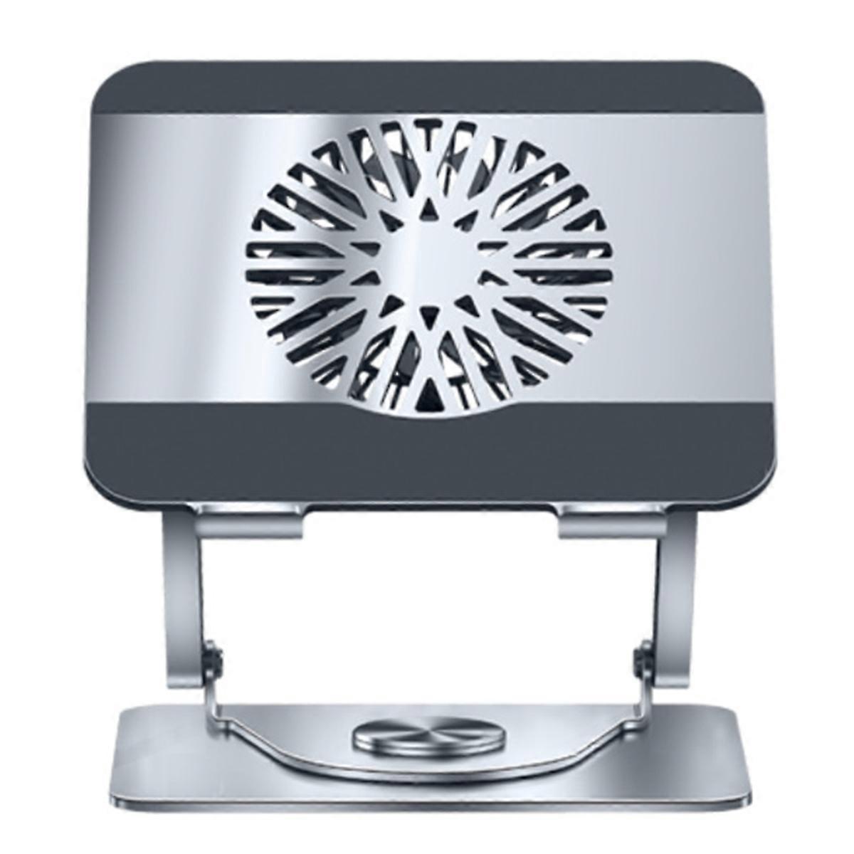 Desktop Notebook Holder 360 Rotation Metal Laptop Raiser with Fan for Gaming Universal Dual Shaft Paid Stand Grey
