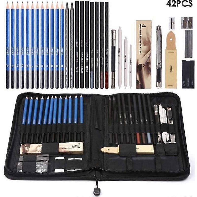 42pcs Professional Drawing Pencils and Sketching Kit - with Tool Boxes and Eraser Sketch Pencils Ideal for Artists