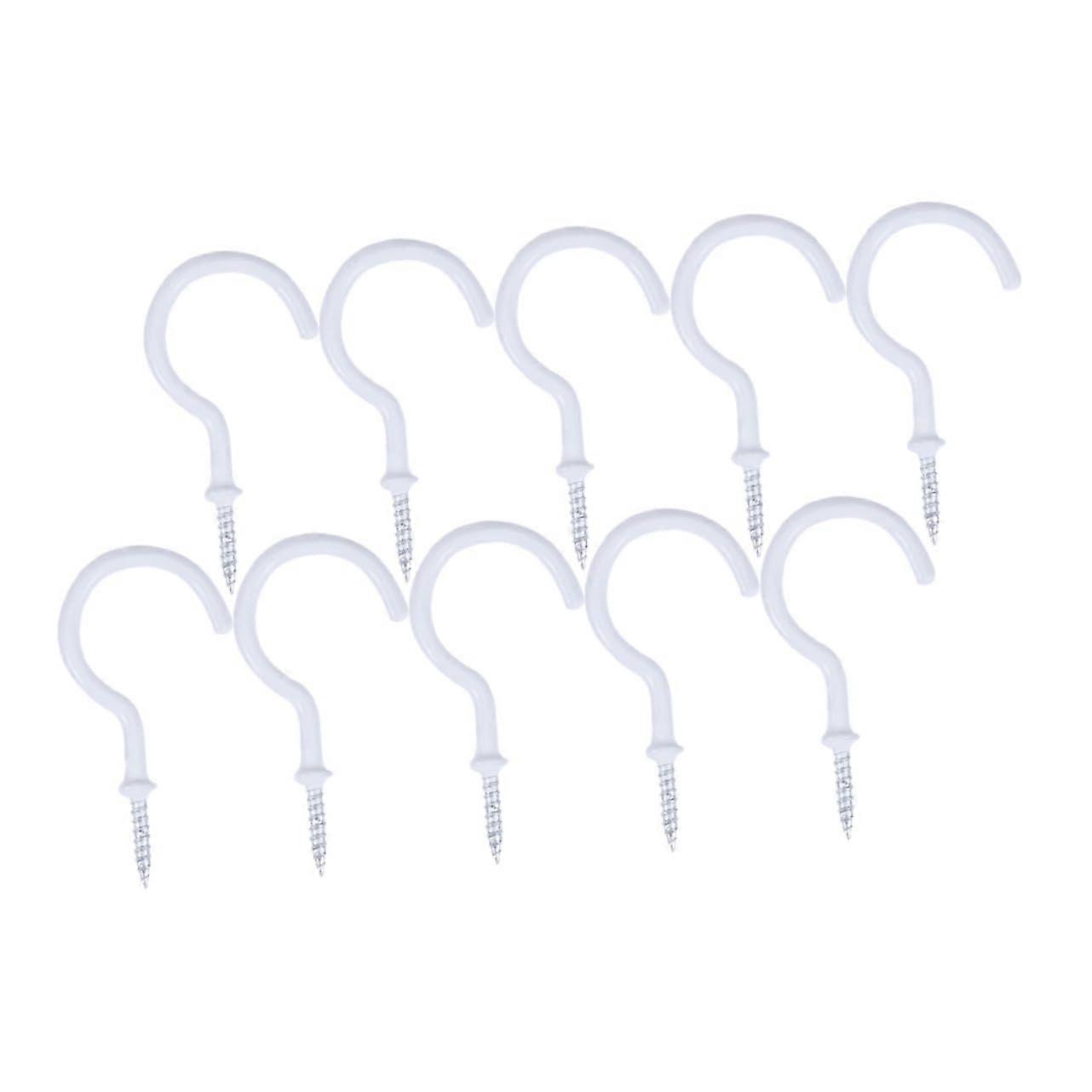 Ceiling Hooks 20 Pcs Screw-In White Stainless Steel Heavy-Duty Small Hooks