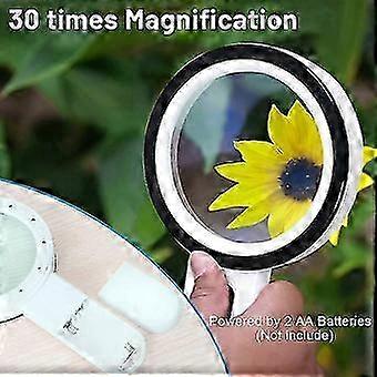 Reading Magnifier Reading Magnifier, 30x Magnification with 12 LED Lights - Lighted for Seniors - for Reading, Coins, Stamps, Maps, Inspection Tw