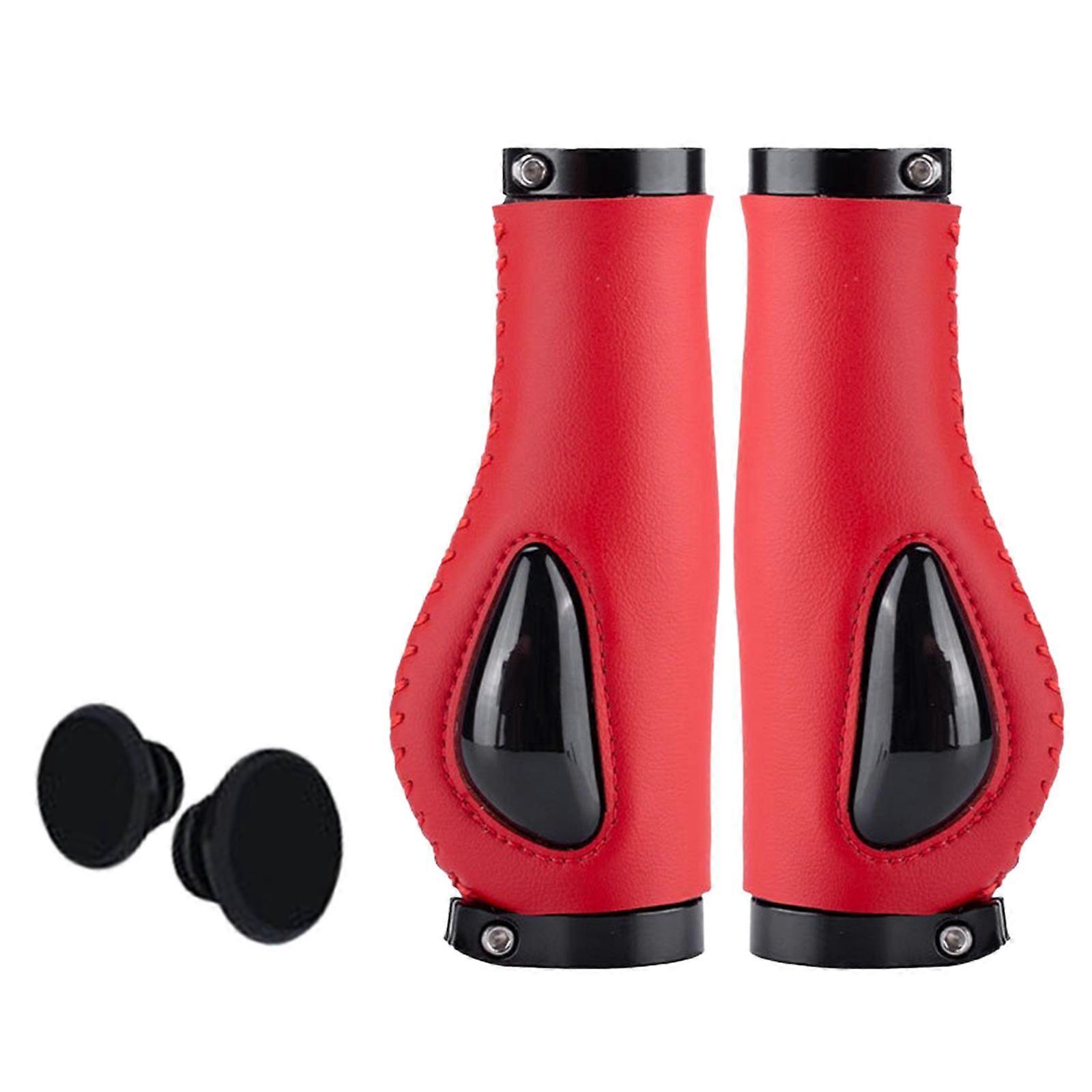 2Pcs Bicycles Grips Bilateral Lock Bike Handle Bar Grips Bike Part Non-slip Mountain Bicycles Grips Handlebar Grips Bar red