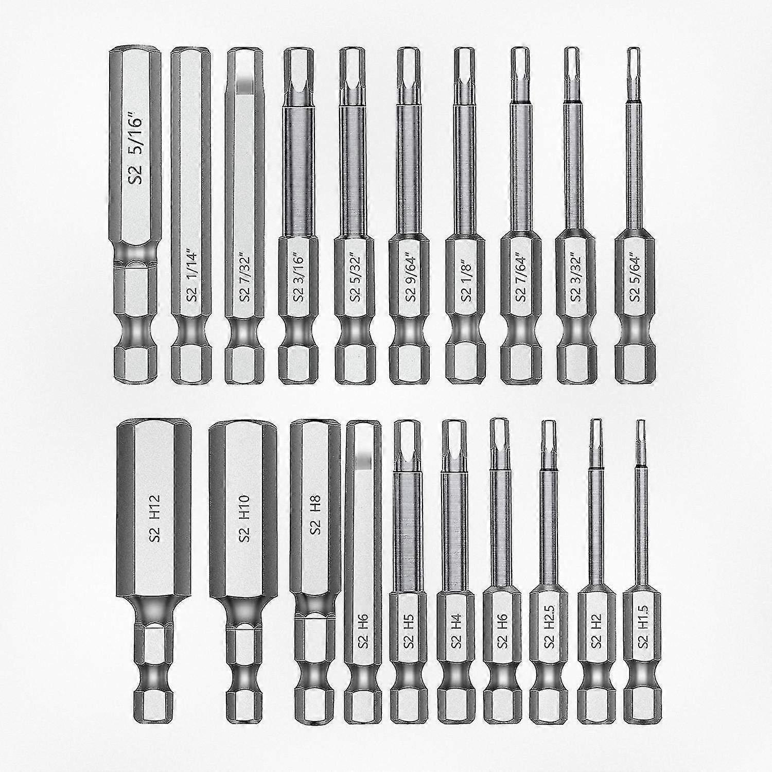 20pc Hex Head Hex Wrench Drill Bit Set 2.3inch Long 1/4inch Diameter Magnetic Screwdriver Bit Collection Compatible with Various Brands